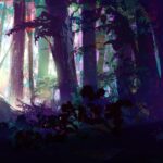 Naveen Selvanathan Instagram - Painting of the dark forest based on the sketch by @ianmcque. Tried experimenting with prismatic colors and chromatic aberration. This was before we went in a more fun and colorful direction. #pussinboots #pussinbootsthelastwish #magicalforest