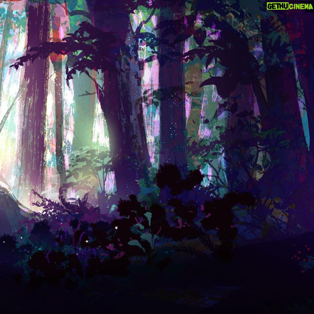 Naveen Selvanathan - 4.6K Likes - Painting of the dark forest based on the sketch by @ianmcque. Tried experimenting with prismatic colors and chromatic aberration. This was before we went in a more fun and colorful direction. #pussinboots #pussinbootsthelastwish #magicalforest