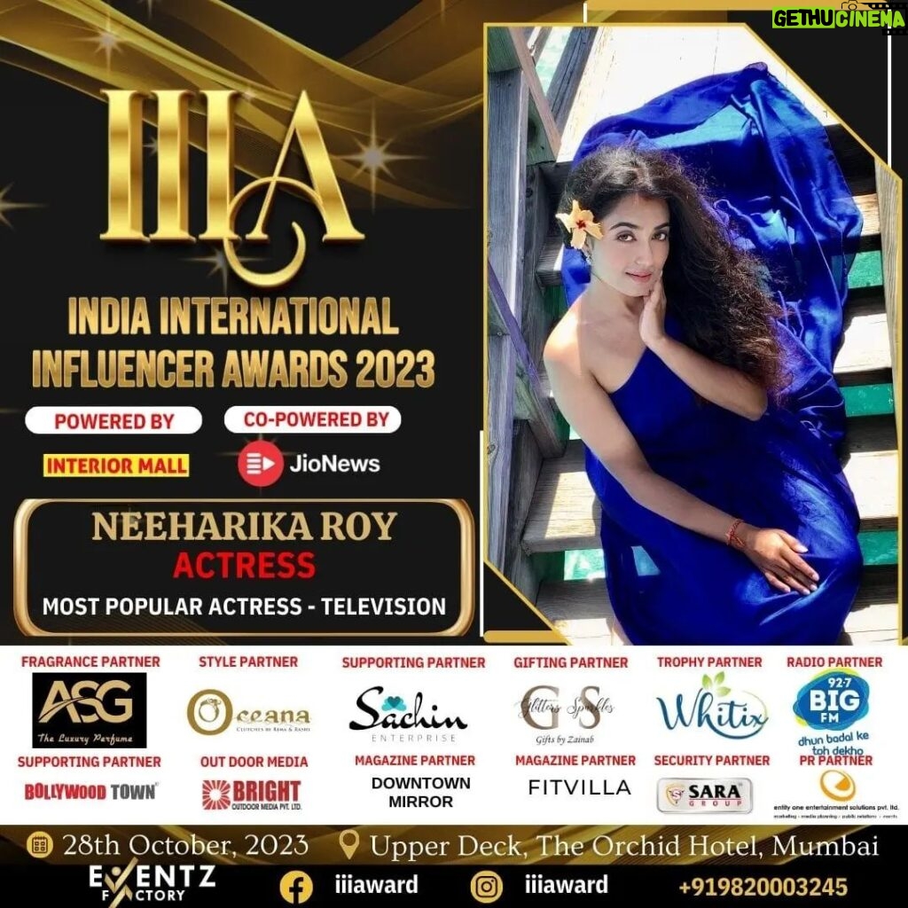 Neeharika Roy Instagram - The Most Awaited Award Show is back !! IIIA 2023 co powered by #jionews radio partner 92.7 #bigfm INDIA INTERNATIONAL INFLUENCER AWARDS 28th October 2023, Mumbai Nominations are invited from #businessman #entrepreneur #brands #startup #health & wellness #education #coaching #designer #makeupartist #builders #developers #realestate #ngo #ceo #director #proprietor #iiia #iiiaward #iiiawards #india #international #influencer #award #awards #kunalthakkar #eventzfactory #neeharikaroy #neeharika The Orchid Five Star Ecotel Hotel, Mumbai