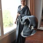 Neha Dhupia Instagram - Saree I was wrong … I love having you on 🖤 . . . . . @raw_mango @mitavaswani @yflo.hyderabad @bhavikphotography