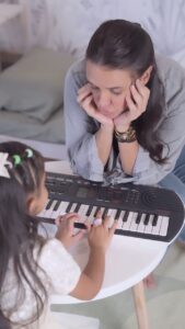 Neha Dhupia Instagram - Our baby girl like all others is a really active child, so we thought, Why not put all that energy into developing a skill that’s not only a lot of fun but also would teach her a thing or two? So we brought home the Casio Mini Tone Keyboard SA-81🎹 it’s loaded with features to make learning fun and creative! So if, like me, you wish for your child to develop a creative yet productive hobby, I would suggest this keyboard any day! Buy it on www.casio.com or Amazon.in #casiotone #casiomusic #casiomusicindia #SA81 #musiclearning