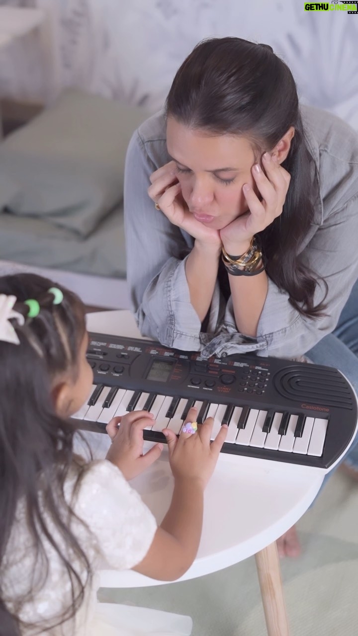 Neha Dhupia Instagram - Our baby girl like all others is a really active child, so we thought, Why not put all that energy into developing a skill that’s not only a lot of fun but also would teach her a thing or two? So we brought home the Casio Mini Tone Keyboard SA-81🎹 it’s loaded with features to make learning fun and creative! So if, like me, you wish for your child to develop a creative yet productive hobby, I would suggest this keyboard any day! Buy it on www.casio.com or Amazon.in #casiotone #casiomusic #casiomusicindia #SA81 #musiclearning
