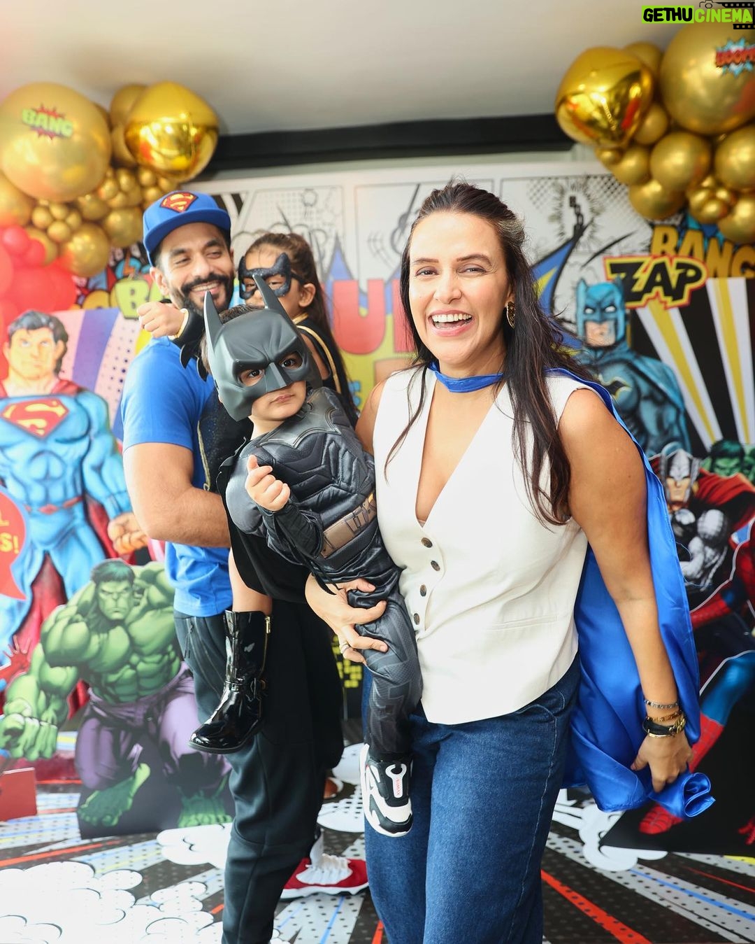 Neha Dhupia Instagram - There’s a superpower in each one of us … in our case it’s love and chocolate cake … so let’s celebrate that and ♥️♥️♥️ our baby boy @guriqdhupiabedi #2yearsold 03.10.23 #guriqturnstwocute . . . . . . . @meghakulchandani thank you for turning on your magic 🪄 always @the.popcorn.company @kapilcharaniya 📸 🎂 @cocoatease