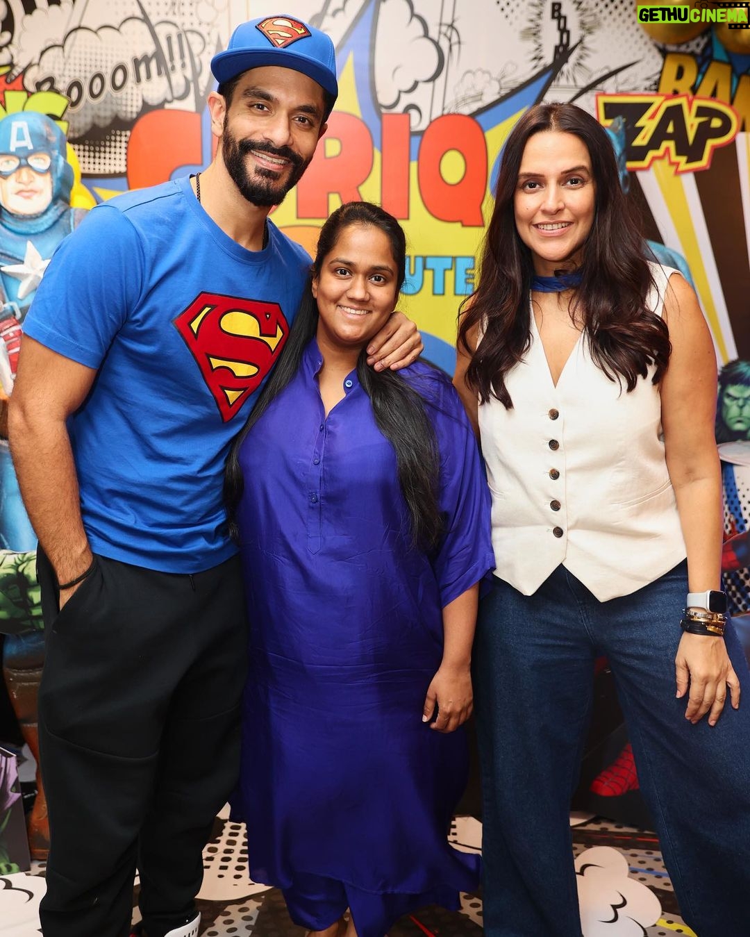 Neha Dhupia Instagram - Friends … our superheroes 🦸♀️ 👩 for life… for the ones who made it that day and to the ones that were caught up … and to the ones who made it to the gram and to the ones who have our heart … thank you for celebrating our little superhero with us … the last image is proof of our superpower ♥️🦇 … celebrating our baby boy today and everyday @guriqdhupiabedi #guriqturnstwocute ♥️🎂 . . . . . . @meghakulchandani ♥️ @the.popcorn.company 🙌 @kapilcharaniya 📸