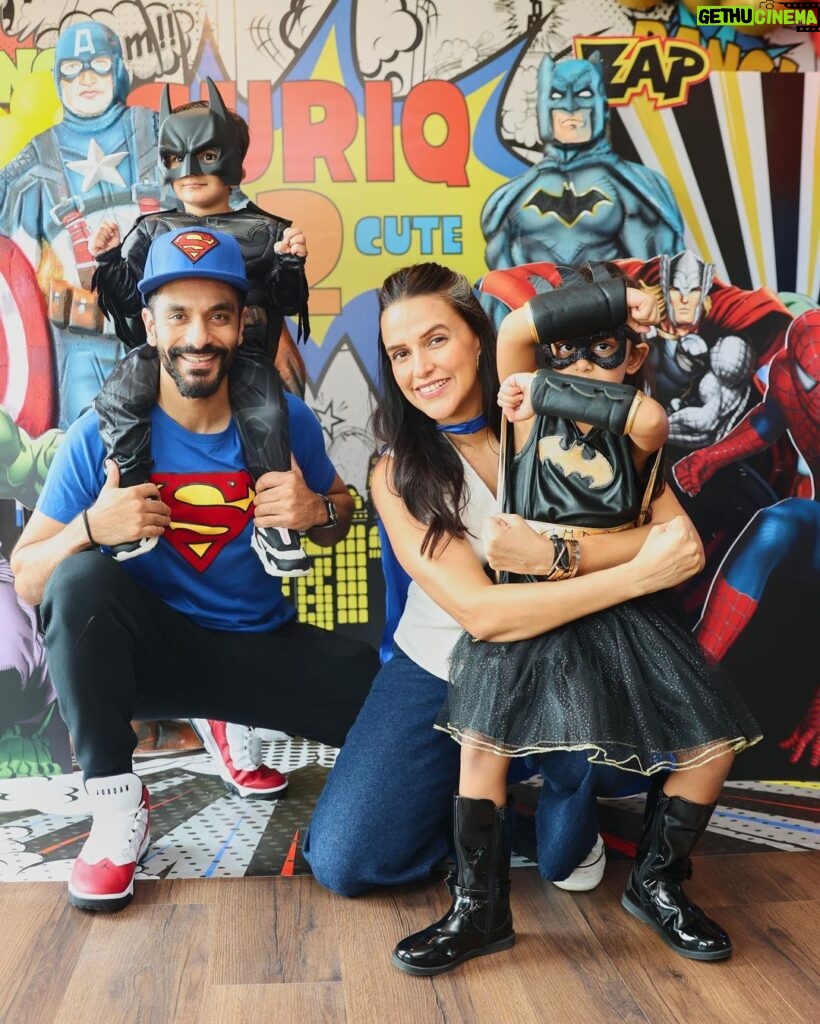 Neha Dhupia Instagram - There’s a superpower in each one of us … in our case it’s love and chocolate cake … so let’s celebrate that and ♥️♥️♥️ our baby boy @guriqdhupiabedi #2yearsold 03.10.23 #guriqturnstwocute . . . . . . . @meghakulchandani thank you for turning on your magic 🪄 always @the.popcorn.company @kapilcharaniya 📸 🎂 @cocoatease