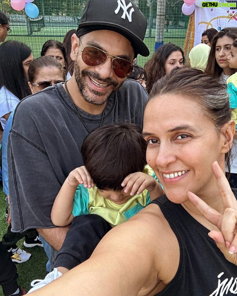 Neha Dhupia Instagram - Just the most fun morning …: thank you @toddenindia for working tirelessly and getting our babies sports day ready! Where everyone’s a winner an participation is what makes you the real sport!!! Our boy did gooodddd !!!! 🏃‍♂ @guriqdhupiabedi @angadbedi 😍♥🏅 @poojapillai0707 you and your team are all gold medallists! 🏅♥🙌