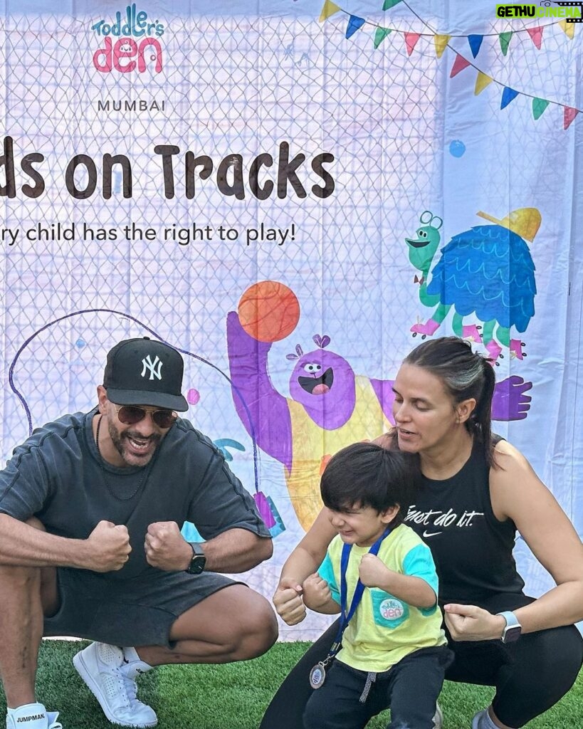 Neha Dhupia Instagram - Just the most fun morning …: thank you @toddenindia for working tirelessly and getting our babies sports day ready! Where everyone’s a winner an participation is what makes you the real sport!!! Our boy did gooodddd !!!! 🏃‍♂️ @guriqdhupiabedi @angadbedi 😍♥️🏅 @poojapillai0707 you and your team are all gold medallists! 🏅♥️🙌