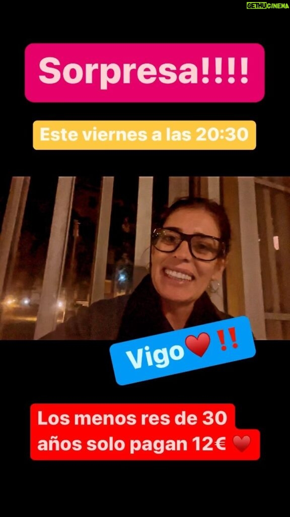 Neus Sanz Instagram - Las entradas a los menores de 30 años se compran el mismo día del espectáculo en el mismo Hotel Bahia de Vigo!!! Gracias !!!!!🌷🌷