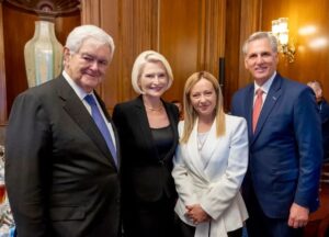 Newt Gingrich Instagram - @callygingrich It was an honor and pleasure to meet Italian Prime Minister Meloni this week at a luncheon in the Capitol hosted by Speaker Kevin McCarthy. 🇺🇸🇮🇹