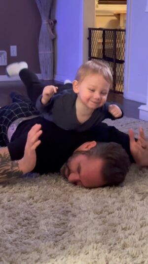 Nick Groff Instagram - Luciano wanted to workout with me lol I have to stay in shape to keep up with this energy!