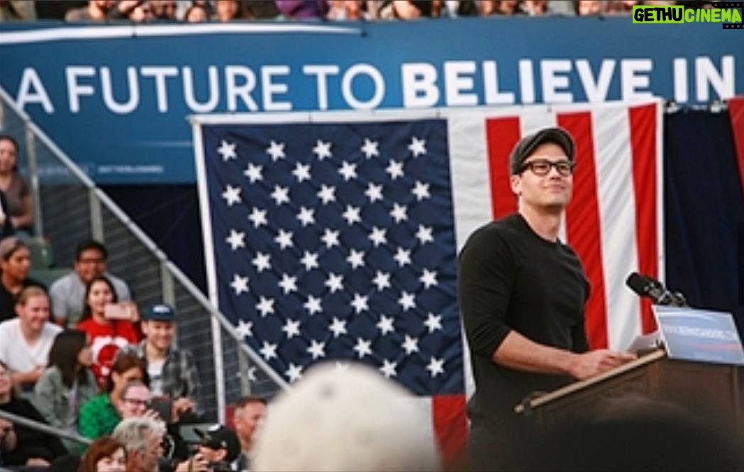 Nick Zano - 4.5K Likes - #tbt when I had the absolute honor of speaking before the great @berniesanders at a campaign rally in California... What an extrodinary man with an incredible track record.