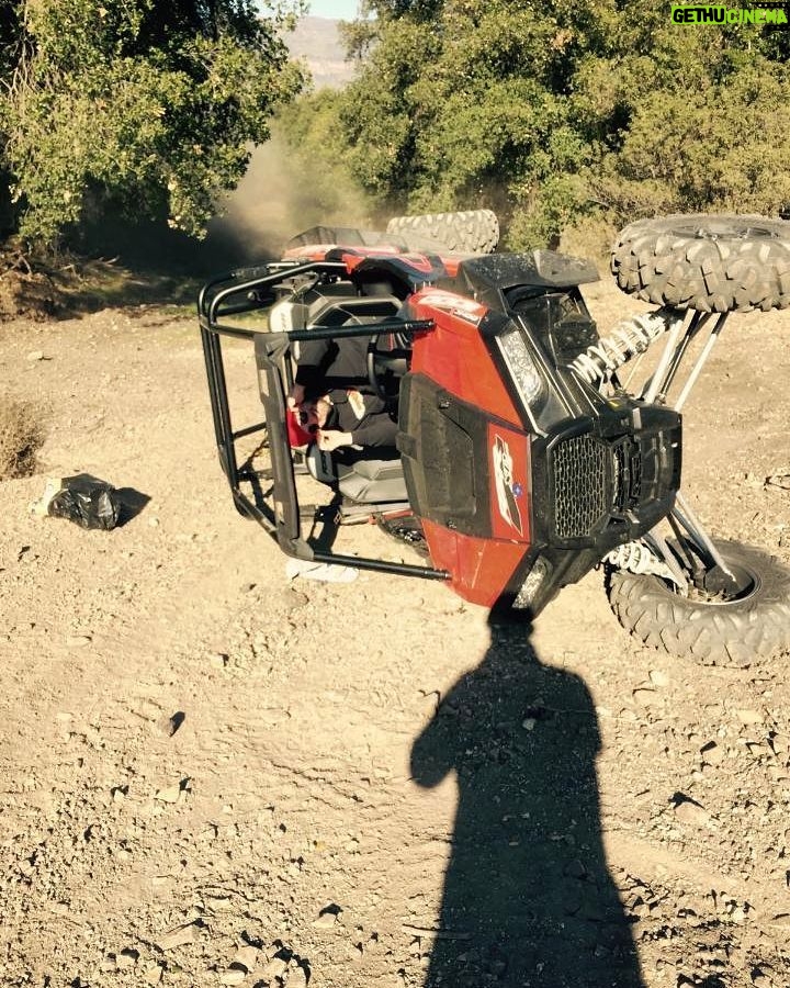 Nick Zano - 5.8K Likes - #tbt @channingtatum sent me this yesterday when I was at work, tired from an already long week and it brought up so many stories of a (could have been A LOT worse) spill we had on a machine that prides itself on staying upright.
I'm sharing this to encourage you to reach out to a friend and share an old, fun memory with them... we all could use a flood of previous fun times pumping through our brains and it's nice to let someone know you're thinking of them.
EDITORS NOTE: **The second this machine stopped toppling over Chan immediately crawled out, grabbed his phone and proceeded to snap pics of me dangling in the driver seat #friendship **