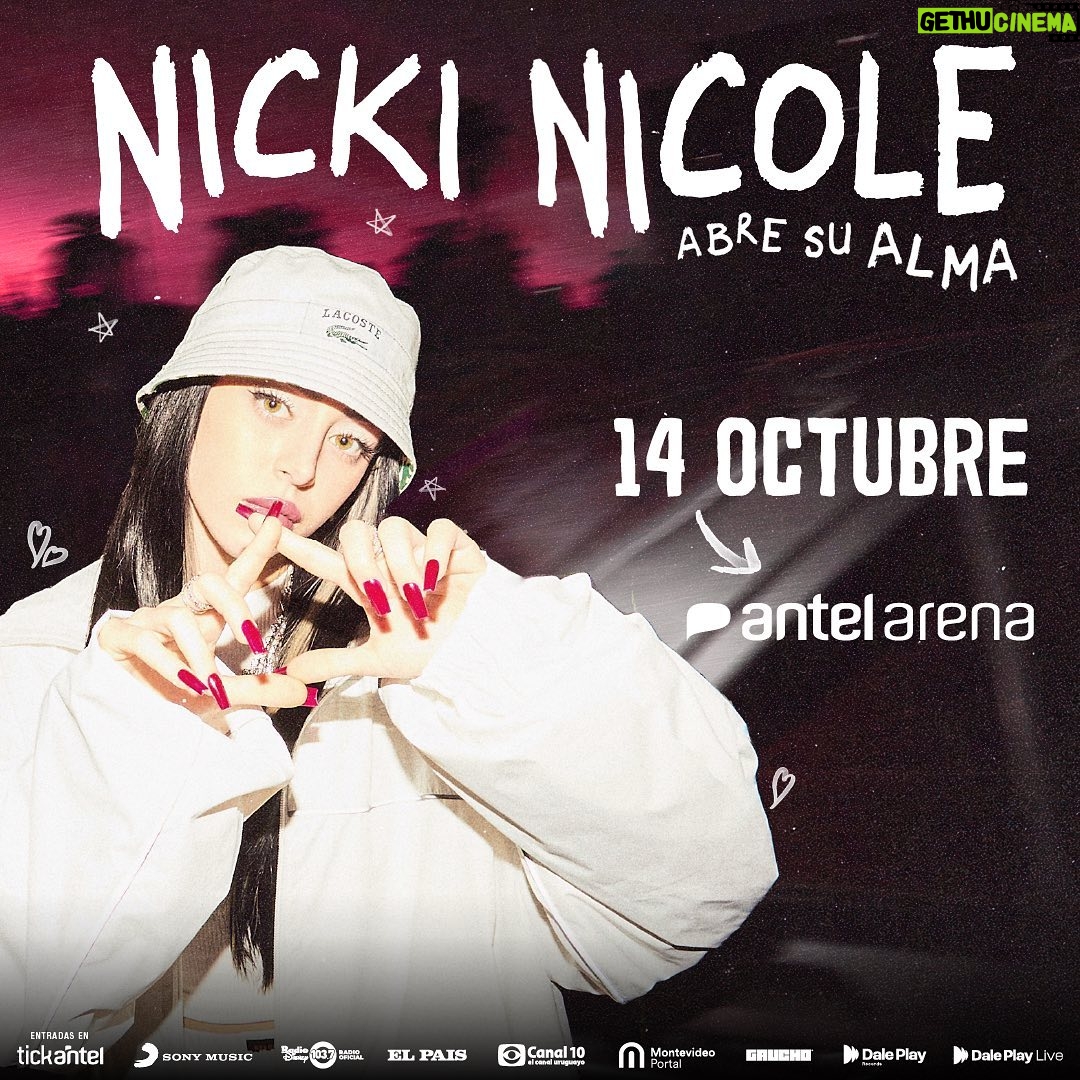 Nicki Nicole Instagram - URUGUAY! ๐บ๐พ No doy mรกs de la felicidad de volver a verlos de nuevo, esta vez con un show propio para abrirles mi ALMA ๐ค Los espero para una noche hermosa el 14 de octubre en el antel arena! va a ser รบnico ๐๐๐ Las entradas salen a la venta ESTE JUEVES a las 10hs en https://www.antelarena.com.uy/events/detail/nicki-nicole ๐ Uruguay - Montevideo