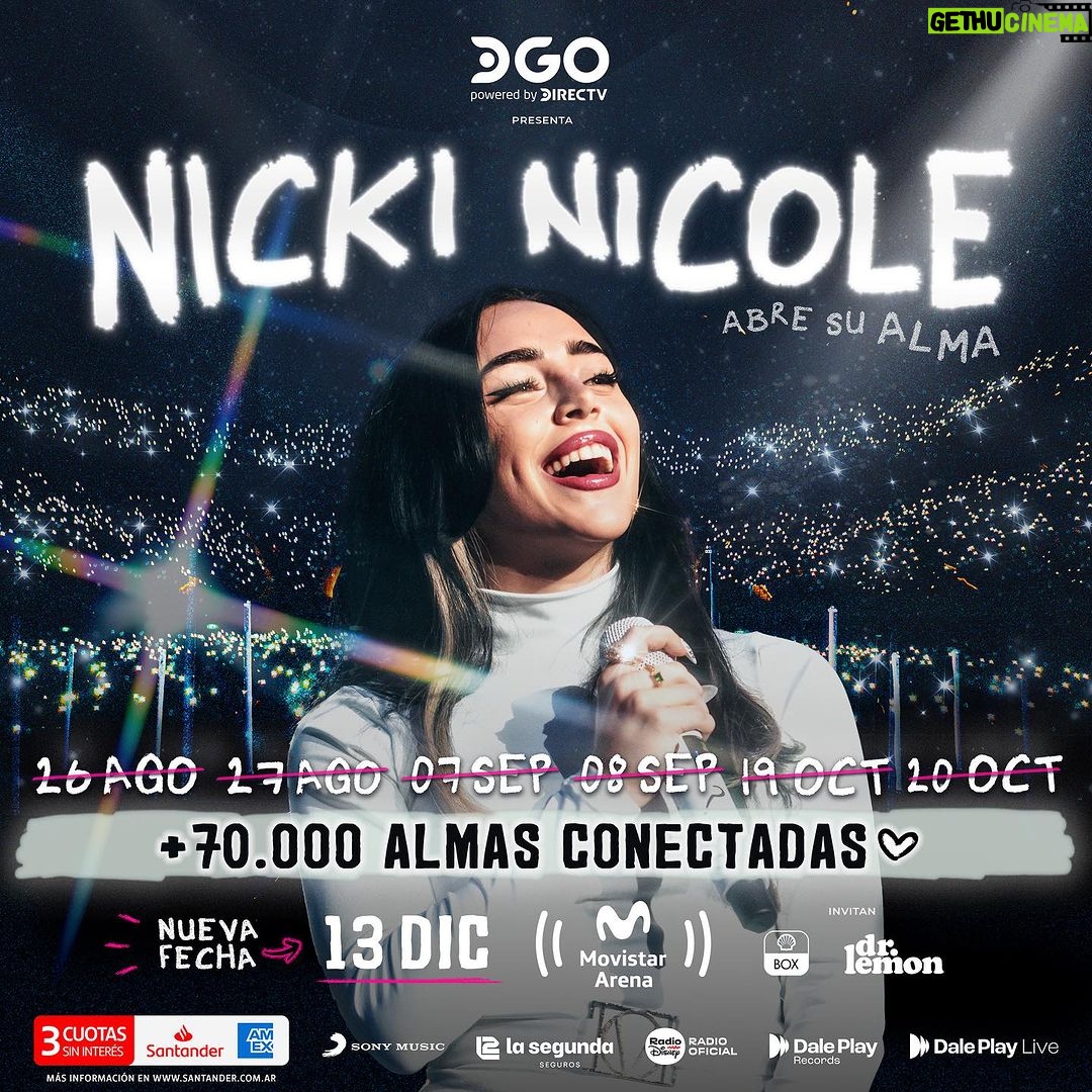 Nicki Nicole Instagram - ESTE 13 DE DICIEMBRE SÉPTIMA Y ÚLTIMA FECHA DEL AÑO EN EL MOVISTAR ARENAAAAA MAÑANA VENTA GENERAL 12 PM 🇦🇷 💳 3 cuotas sin intertes con Santander Amex No puedo creer todo lo que está pasando al rededor de ALMA, hoy viví una noche tan especial, fui muy feliz con toda mi gente presente disfrutando desde el principio al final, gracias por tanto amor y tanta felicidad ❤️🩹 LOS AMO 📸@mazza.ph Movistar Arena Argentina