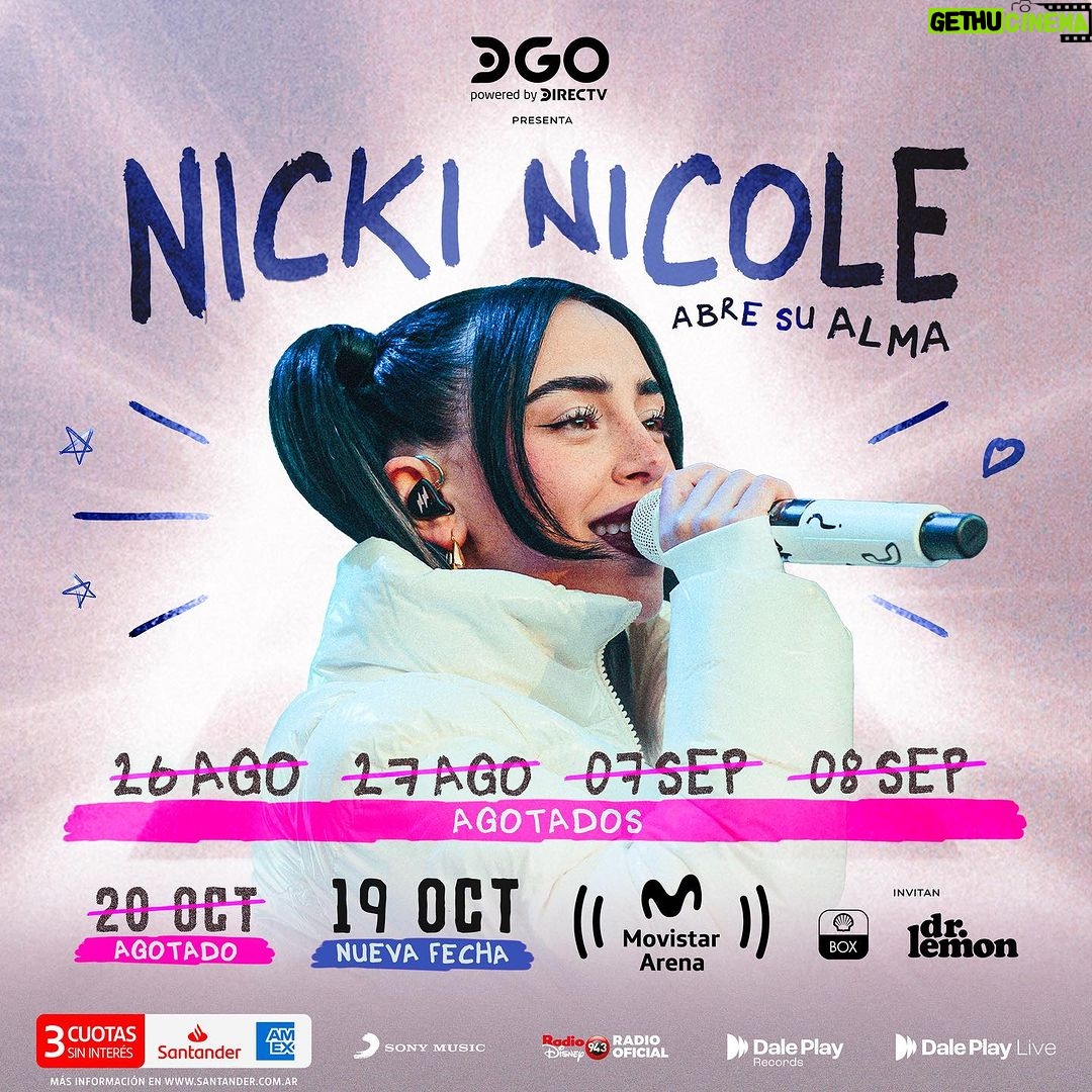 Nicki Nicole Instagram - LO QUE UN DÍA FUE UN SUEÑO HOY ES REALIDAD, UNA NOCHE MÁGICA EN DONDE MIENTRAS ESTABA CANTANDO ME DICEN QUE LA QUINTA FECHA SE AGOTÓ Y QUE AGREGAMOS UNA SEXTA ESTE 19 DE OCTUBRE, NUNCA PENSÉ QUE IBA A SENTIR DOBLE FELICIDAD, VA, TRIPLE PORQUE GANO ARGENTINA ENCIMA. GRACIAS POR LA NOCHE DE HOY Y POR TODA LA MAGIA QUE GIRA AL REDEDOR DE ALMA ❤️🔥 NOS VEMOS MAÑANA EN EL CUARTO MOVISTAR 😍 HOY, VIERNES 3 PM VENTA GENERAL 😎💕 📸: @mazza.ph