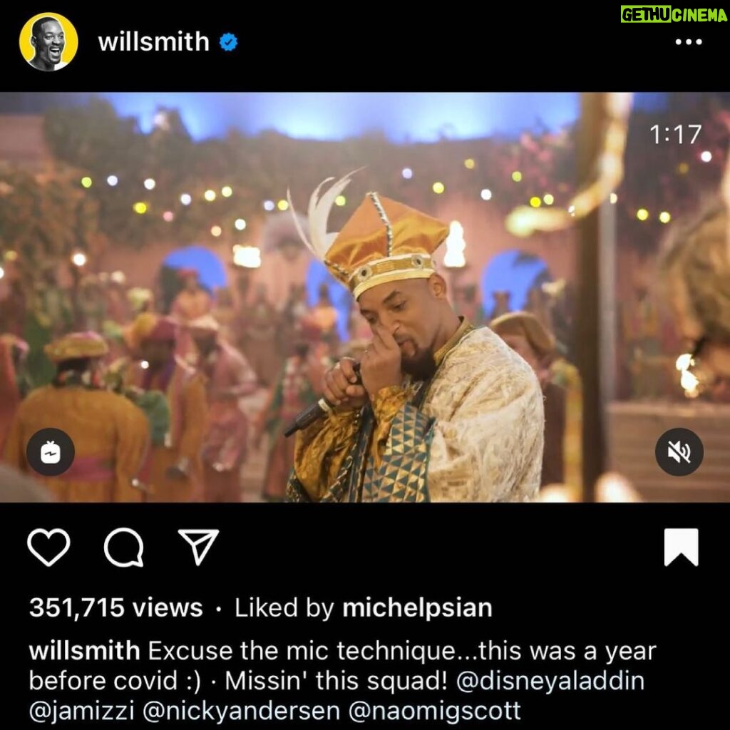 Nicky Andersen Instagram - Cannot believe the legend himself @willsmith just tagged me😍😭 I will forever hold all the life lessons he taught me dear to my heart. #Aladdin Agrabah