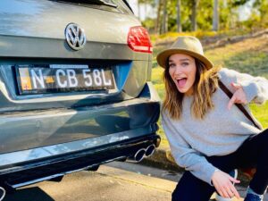 Nicole da Silva Instagram - When you’re a tad excited about the fact you have 4 mufflers 🏎 Thanks for my race car @altovolkswagennorthshore ❤️#vwgolfr #vwperformance #performancecars #vwfamily 📸 @sasd_photography