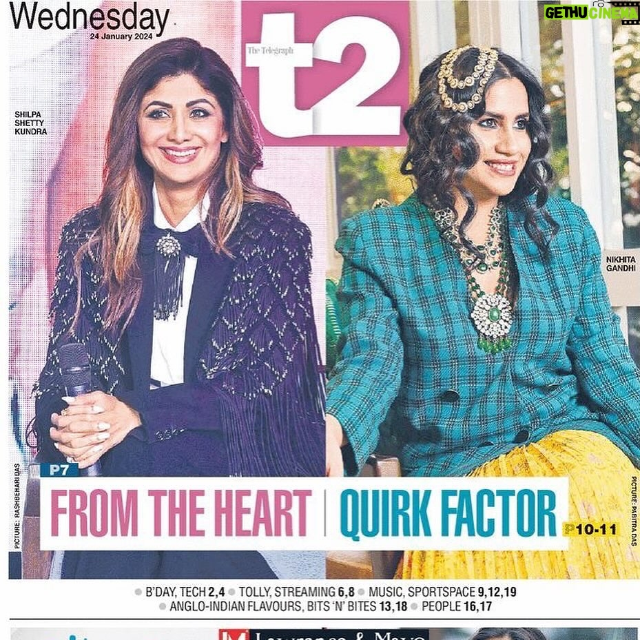 Nikhita Gandhi Instagram - Overjoyed to see this massive spread on @t2telegraph today of our CITRINE X NIKHITA collaboration 🫶🏻♥ Just wanted to extend the warmest and sincerest love and appreciation to @tavishikanoria who so beautifully and elegantly put this together and styled me in the gorgeous ensembles from her store @citrinekolkata 🌹💃🏻 Hair and makeup @naqiya.fakhri #fashionspread #winterwedding #t2 #citrine #nikhitagandhi #tavishikanoria #thetelegraph #quirky #comfortfashion #weddingfashion #indianwedding #winterfashion #bridesmaids #desiweddingdresses #desifashion