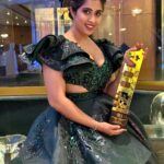 Nikita Sharma Instagram - A special night indeed. ♥️ Won the award for “Inspirational Icon of the Year” 2023 🏆✨ This moment was made so much more special by having my parents with me to celebrate it! 🥰 A huge thank you to you all for always believing in me. 🙏🏻 Gown by @amadicoutureofficial Makeup & Hair by @makeupbyemmarai #grateful #humbled #thankful #blessed Mumbai, Maharashtra