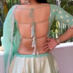 Nikita Sharma Instagram - Tied together in gold and mint, here is Navratri look 6 for you all ✨ This one is from @anjanabohra_official🌹 #feelitreelit #explore #feature #love #festive #festivity #navratri #navratriseries #lehenga #indian