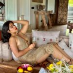 Nikita Sharma Instagram - Red lips and a golden dress. The perfect Leo attire. ♥️✨ Luxury resort in the middle of a thick jungle. The perfect Leo getaway. 🍃 Wine in a glass with spaghetti cooked to perfection. The perfect Leo food. 🍝