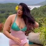 Nikita Sharma Instagram - Feeling like a mermaid in this mesmerising valley! 🧜🏻‍♀️ Arrived at the gorgeous @kahani_paradise 🌊 and spent some pool time 🌼 Mermaid swimsuit by @angelcroshet_swimwear 🌴✨ #feelitreelit #travel #explore #mermaid #poolday