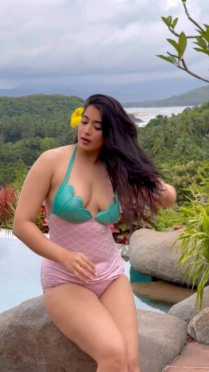Nikita Sharma Instagram - Feeling like a mermaid in this mesmerising valley! 🧜🏻‍♀️
Arrived at the gorgeous @kahani_paradise 🌊 and spent some pool time 🌼

Mermaid swimsuit by @angelcroshet_swimwear 🌴✨

#feelitreelit #travel #explore #mermaid #poolday