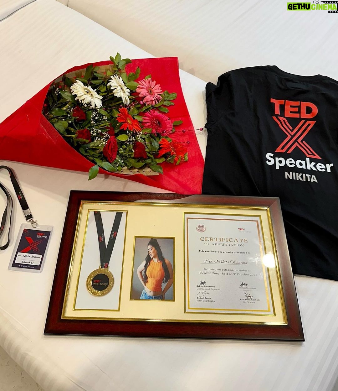 Nikita Sharma Instagram - Delivered my 7th TEDx talk “Connection within the Disconnected” at @tedx_wce_sangli ♥️ What a wonderful experience it was to speak to some lovely people about how we regain control of our lives and create our natural dopamine level by finding our own high. Thank you for having me, it’s been a pleasure. ✨