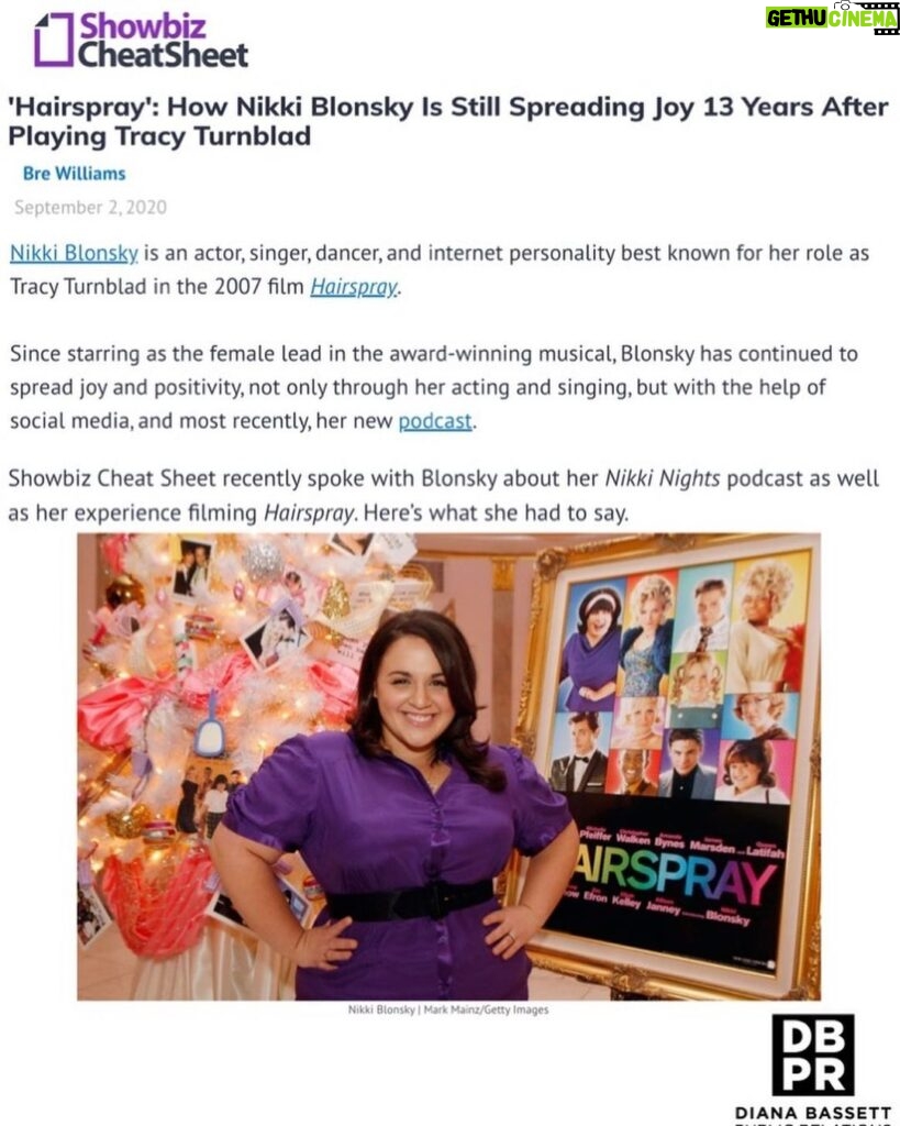 Nikki Blonsky Instagram - Loved chatting with @showbizcheatsheet! Check out the article to see what #Hairspray still means to me and let me know which song from the movie is your favorite! Maybe I’ll sing it on my next story...you never know....