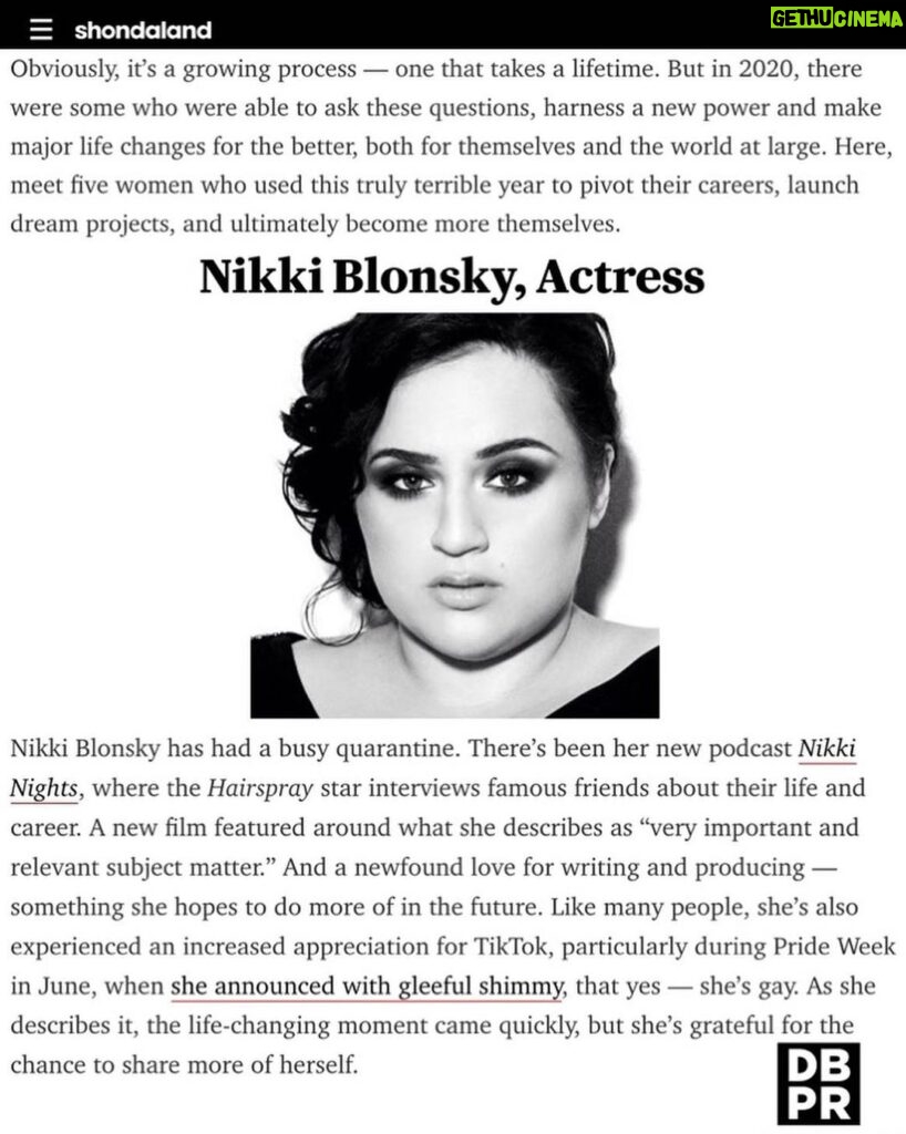 Nikki Blonsky Instagram - Thanks @shondaland for including me in this roundup with some pretty impressive women!