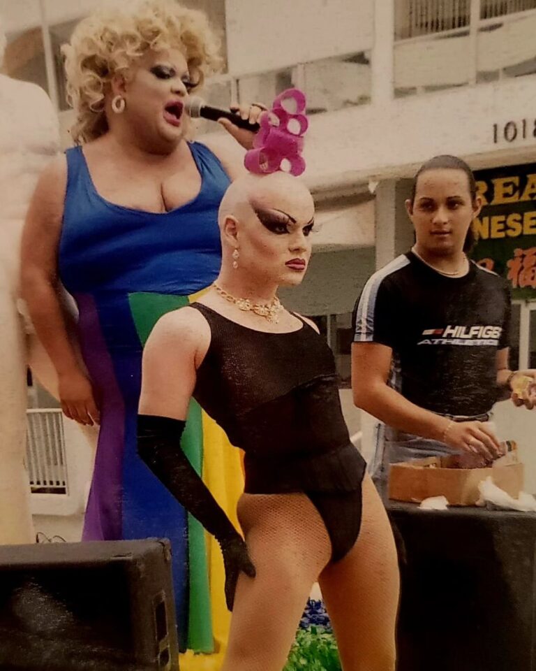 Nina Flowers Instagram - TBT, Puerto Rico Gay Pride 1998, with my Drag mother the Legendary and Iconic Alex Soto. Standing aside of me, one of my sisters at the time who was clearly hating every living cell of my existence 😆😆😆😆😆 Alex was a pioneer of the arts in Puerto Rico, and we shared many memories. Some good ones some bad ones, but we must always keep only the good ones. How I wish she would have been present, to see all the amazing things I have done💙I know she would have been very proud of me, and deep down inside I know she's been with me every step of the way. I love you Ma #ninaflowers #djninaflowers #humblebeginnings #alexsoto #icon #legendary #PuertoRico #madeinpuertorico #rupaulsdragrace #rupaulsdragraceallstars #og #dragfamily #chosenfamily