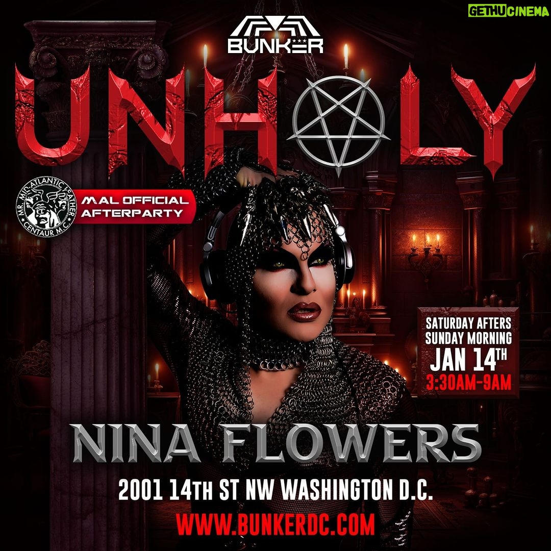 Nina Flowers Instagram - Looking forward to joining forces with Kinetic Presents in DC for KINK during MAL weekend. See you guys at BUNKER DC Sunday morning 😎