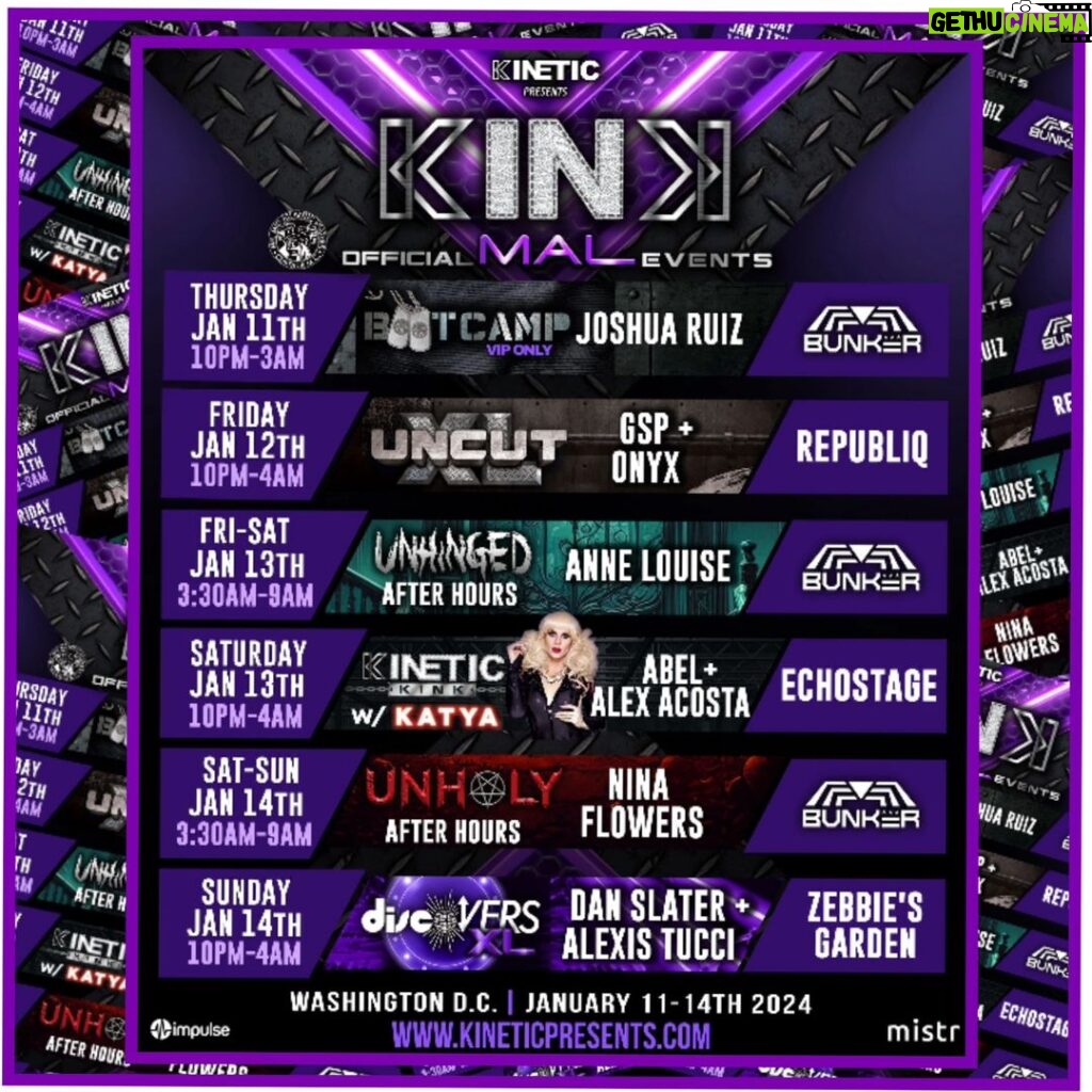 Nina Flowers Instagram - Excited to start 2024 with a banger. Kinetic Presents "KINK" with all the official events of MAL Weekend in DC. For tickets and more info, visit www.kineticpresents.com 😎