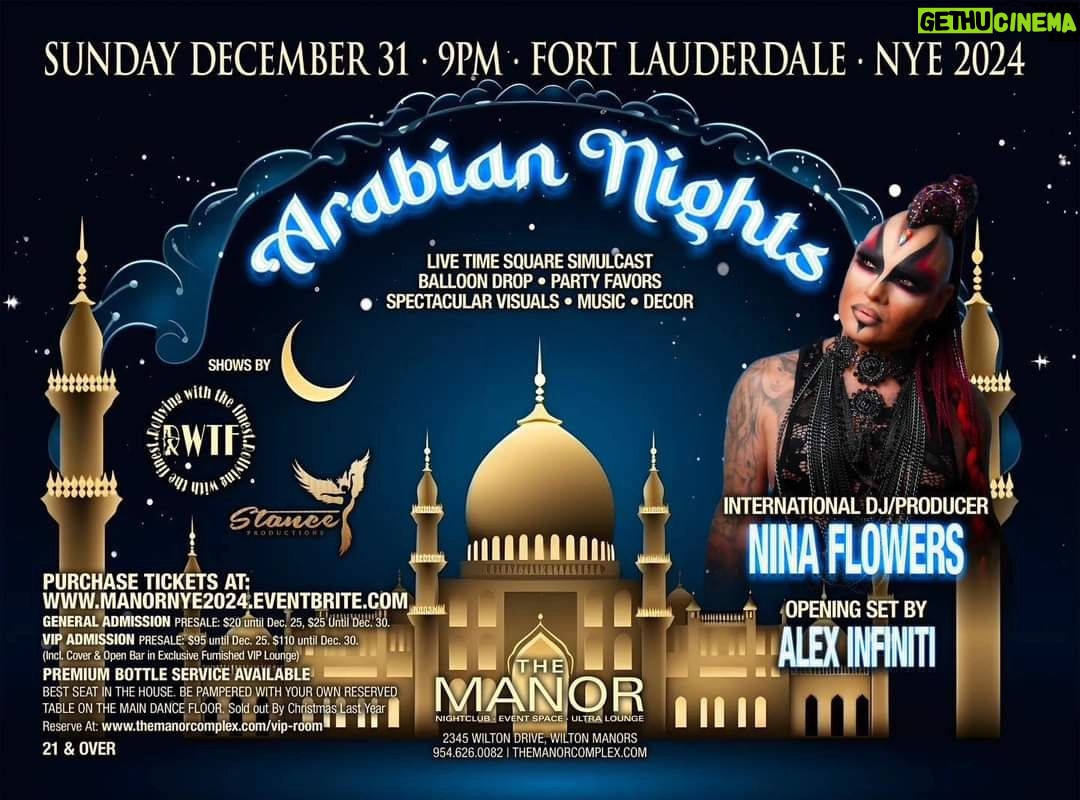 Nina Flowers Instagram - Looking forward to ringing 2024 with everyone in Ft Laudardale and The Manor family🍾🥂🥂Tickets at www.manornye2024.eventbrite.com