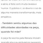 Nina Morena Instagram - A @silviareis.blog entrevistou nossa atriz e diretora @diana.herzog para o seu blog. Onde falaram sobre a vida, maternidade, similaridades entre o texto e a realidade. Foi uma troca ótima! Colocamos um pouco da conversa aqui, para ler na íntegra clica no link no perfil da nossa página. Lembrando que essa semana é a penúltima, só mais 3 apresentações. 19, 25 e 26 às 20:00hs no @samambaia.bar Reservas inbox ou pelo email teatrovalenight@gmail.com Só vem!