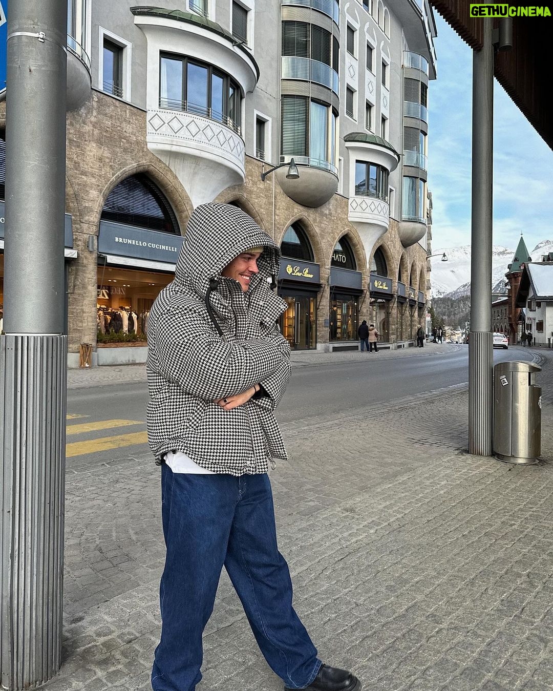 Noah Beck Instagram - “traveling rlly has expanded my palette” (eats bread, meat, and cheese) :p St. Moritz, Switzerland