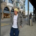 Noah Beck Instagram - “traveling rlly has expanded my palette” (eats bread, meat, and cheese) :p St. Moritz, Switzerland
