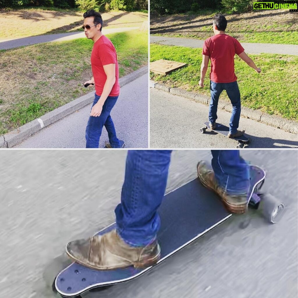 Nobi Nakanishi Instagram - Thanks @claputka for my first ride on an electric skateboard! Also, thanks for making sure it was on the lowest speed setting 😂 San Francisco, California