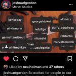 Nobi Nakanishi Instagram – Can’t recall the last time I was tagged with so many talented people at once. Honored and humbled. @joshuadgordon @officialhitmonkey #hitmonkey #marvel #hulu