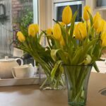 Norah Casey Instagram - Tulips make me smile… even on rainy days. And tea of course 😂 #icanbuymyselfflowers #tulips #moodboosters