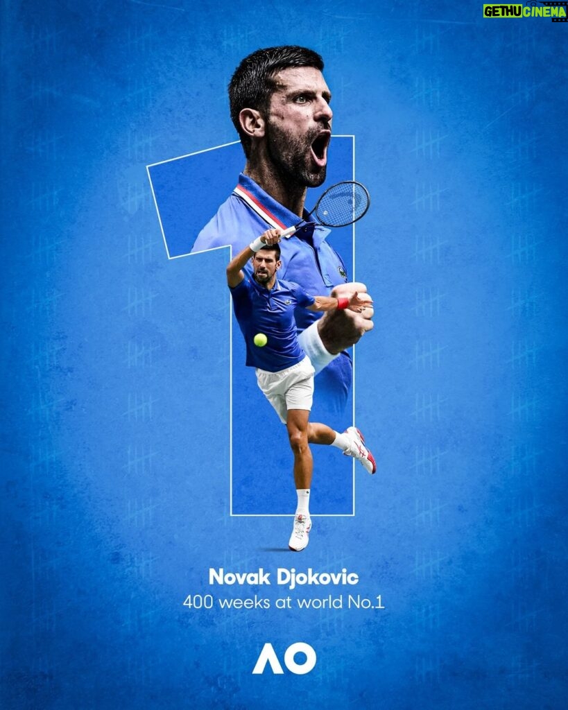 Novak Djokovic Instagram - 400 weeks at the summit and staying there 🌏 ☝️ 😎 Congrats on this legendary milestone, @djokernole. Idemo!