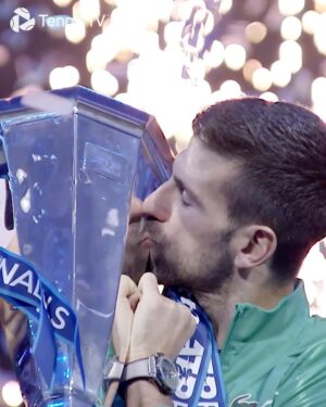 Novak Djokovic Instagram - What a sight 🏆🎉 @djokernole 
.
#tennis #tennistv #djokovic #novakdjokovic #champion #nittoatpfinals