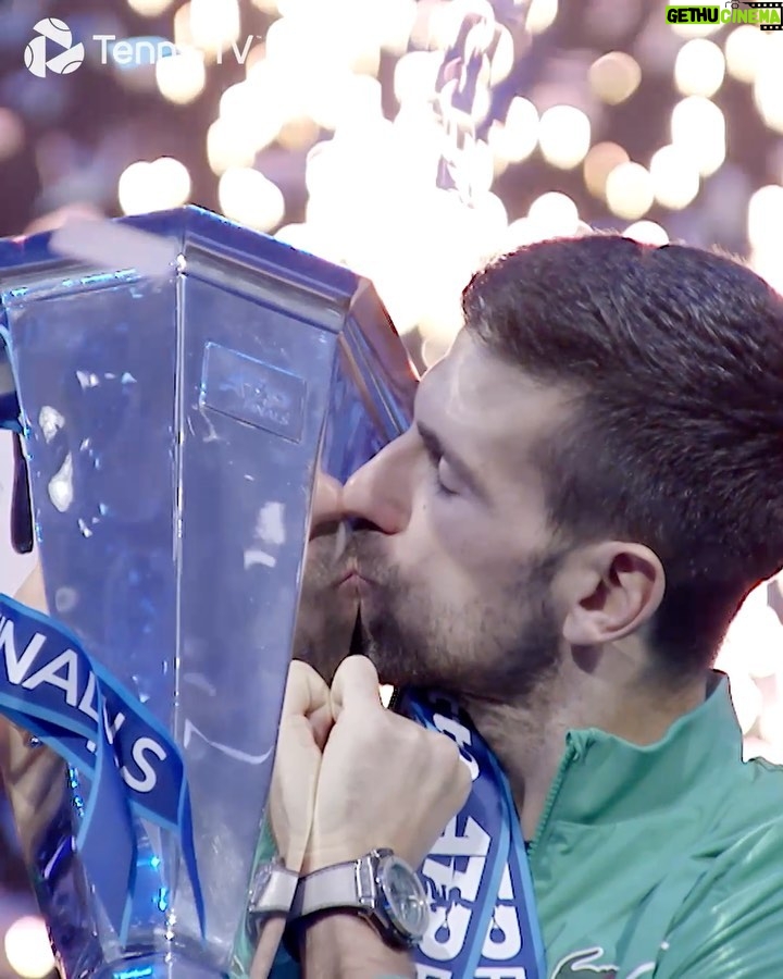 Novak Djokovic Instagram - What a sight 🏆🎉 @djokernole . #tennis #tennistv #djokovic #novakdjokovic #champion #nittoatpfinals Turin, Italy