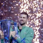 Novak Djokovic Instagram - What a sight 🏆🎉 @djokernole . #tennis #tennistv #djokovic #novakdjokovic #champion #nittoatpfinals Turin, Italy