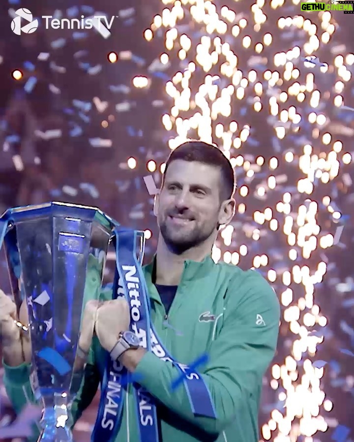 Novak Djokovic Instagram - What a sight 🏆🎉 @djokernole . #tennis #tennistv #djokovic #novakdjokovic #champion #nittoatpfinals Turin, Italy