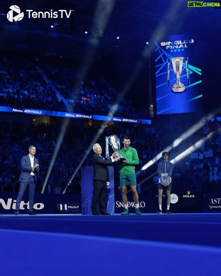 Novak Djokovic Instagram - What a sight 🏆🎉 @djokernole . #tennis #tennistv #djokovic #novakdjokovic #champion #nittoatpfinals Turin, Italy