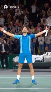 Novak Djokovic Instagram - Djokovic hits the Jude Bellingham celebration 🥶 #tennis #tennistv #atptour #rolexparismasters