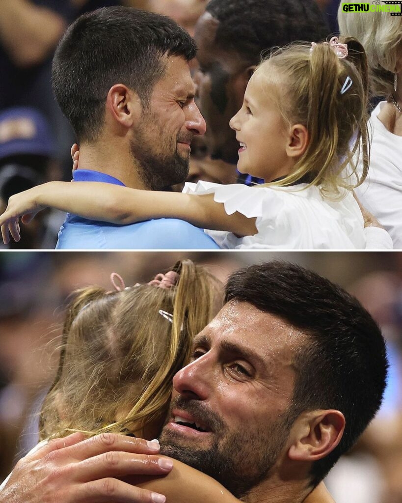 Novak Djokovic Instagram - Novak Djokovic was in tears celebrating Grand Slam 24 with his daughter, Tara 🥺❤️