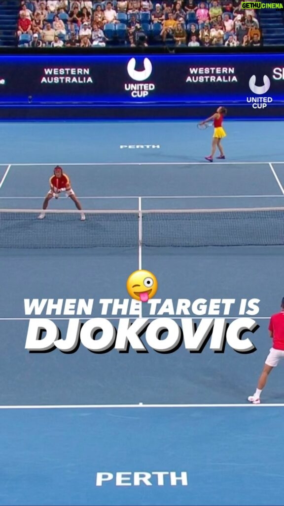 Novak Djokovic Instagram - Target practice @zhengqinwen_tennis 🎯😜 #UnitedCupTennis Perth, Western Australia