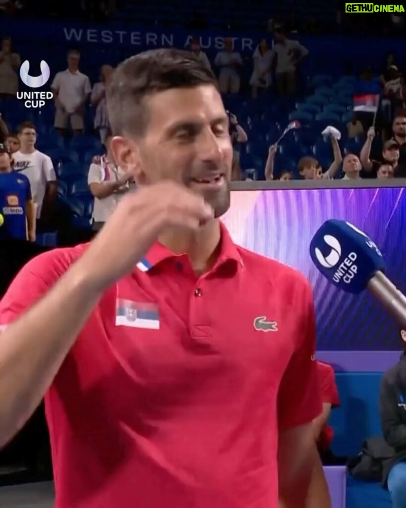 Novak Djokovic Instagram - The perfect way to see out 2023 ✌️🇷🇸 Novak Djokovic and Olga Danilovic defeat Zheng/Zhang to claim the tie for Team Serbia. #UnitedCup Perth, Western Australia